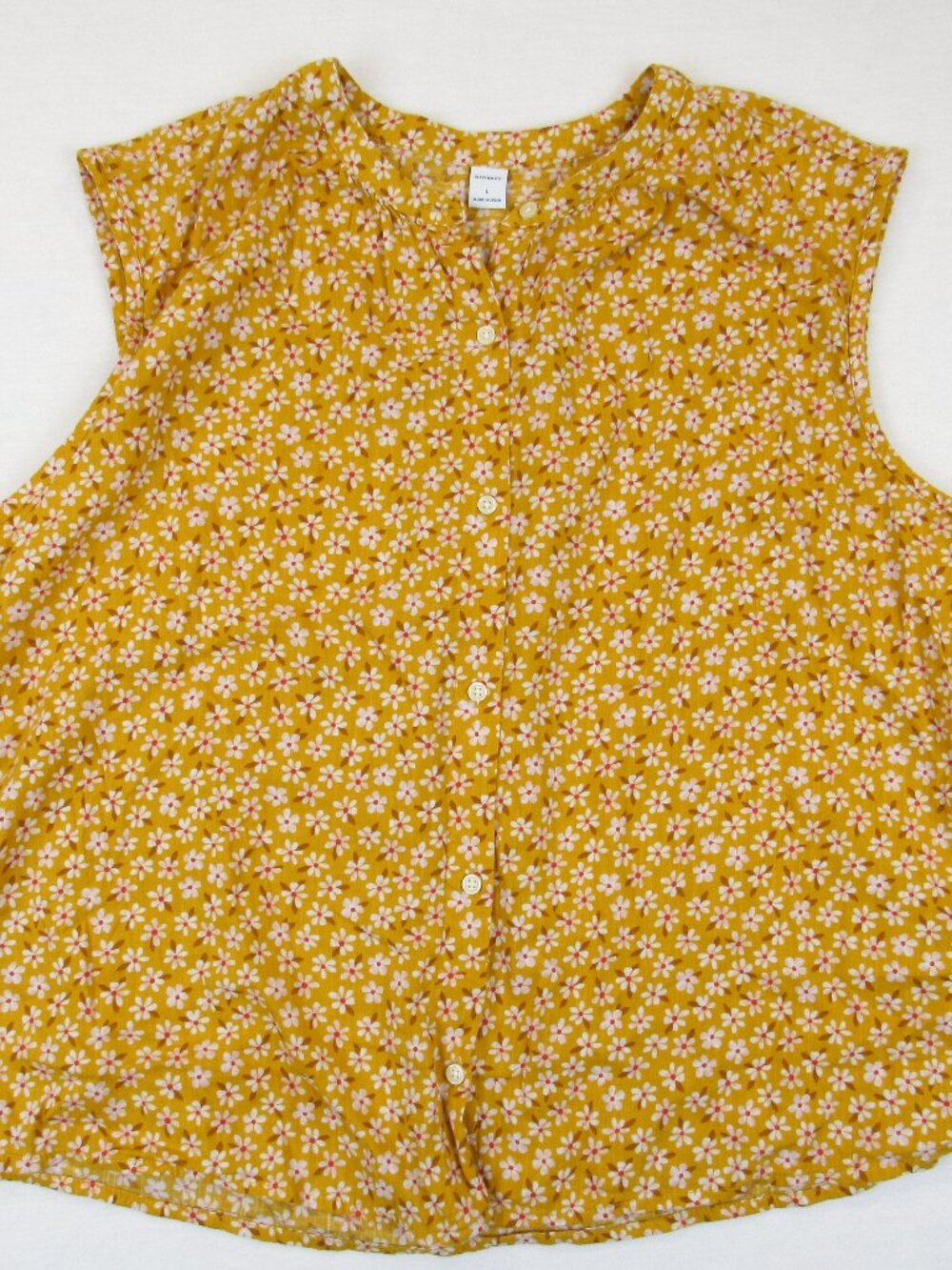 Old Navy Women’s Size L Floral Top Sleeveless Button Front Band Collar Blouse